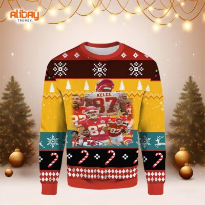 Travis Kelce #87 KC Chiefs Ugly Christmas Sweater