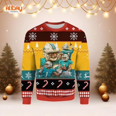 Tua Tagovailoa Dolphins Christmas Ugly Sweater