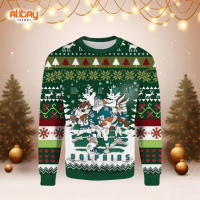 Vintage 90s Miami Dolphins NFL Ugly Chirstmas Sweater