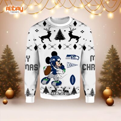 Mickey Mouse Seattle Seahawks Ugly Christmas Sweater