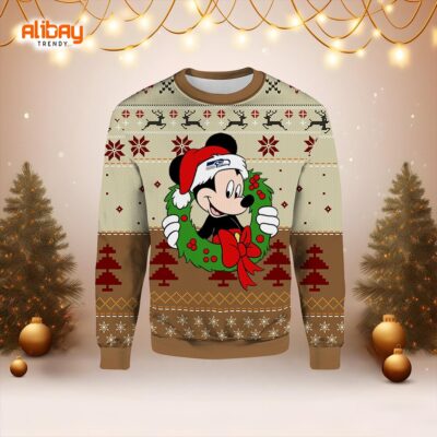 Mickey Seattle Seahawks Ugly Christmas Sweater